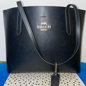 NWT Coach Black Leather Avenue Tote Bag